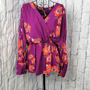 FREE PEOPLE Tuscan Dream‎ V Neck Blouse Tunic Top/Dress XS